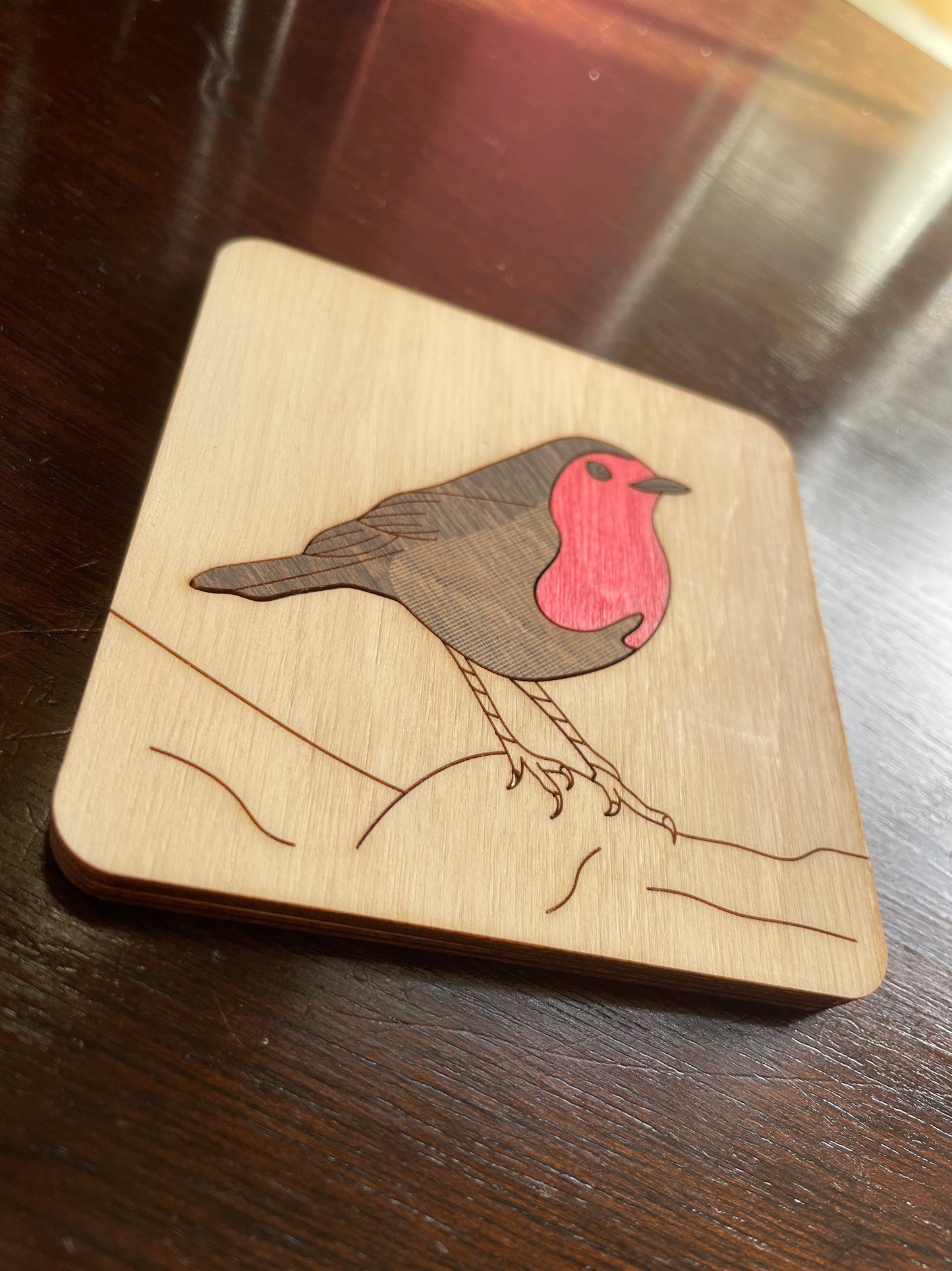 Robin Wooden Coasters