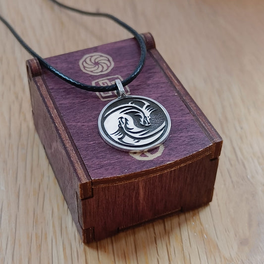 Yin Yang Dragon, 925 Sterling Silver Pendant Necklace with Keepsake Box