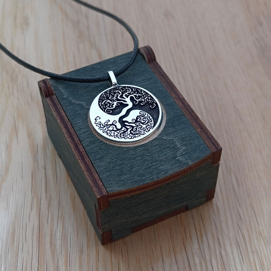 Yin Yang Tree, 925 Sterling Silver Pendant Necklace with Keepsake Box