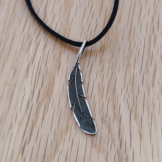 Silver Feather, 925 Sterling Silver Pendant Necklace with Keepsake Box
