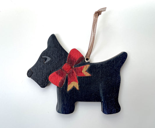 Hand Painted Traditional Scottie Dog, Scottish Terrier -  Hanging Ornament