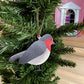 Hand Painted Wood Robin -  Christmas Tree Ornament