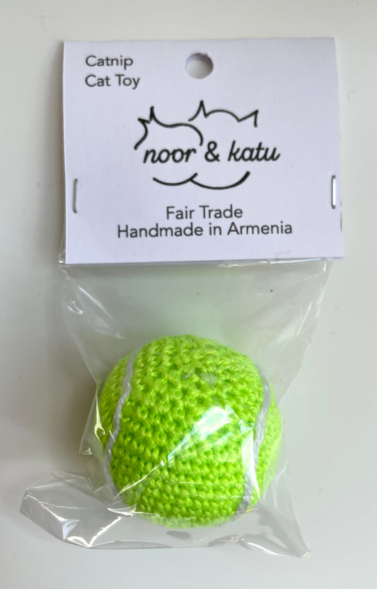 Tennis Ball Crochet Cat Toy with Potent Catnip