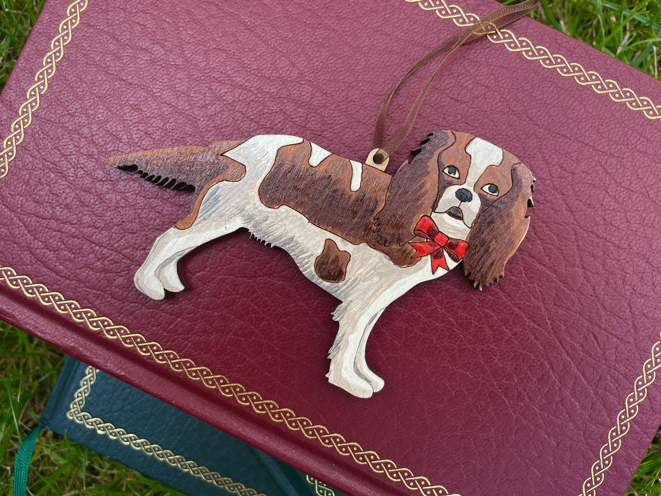Hand Painted King Charles Cavalier Dog -  Hanging Ornament