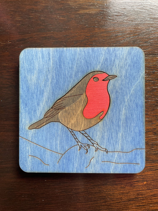 Robin Wooden Coasterss