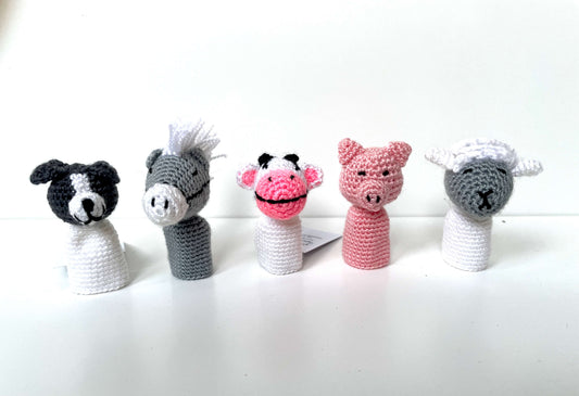 Farm Animal Crochet Finger Puppet Set