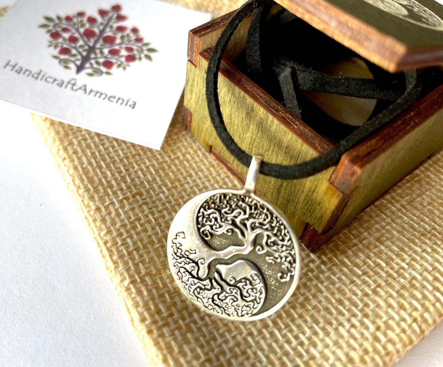 Yin Yang Tree, 925 Sterling Silver Pendant Necklace with Keepsake Box