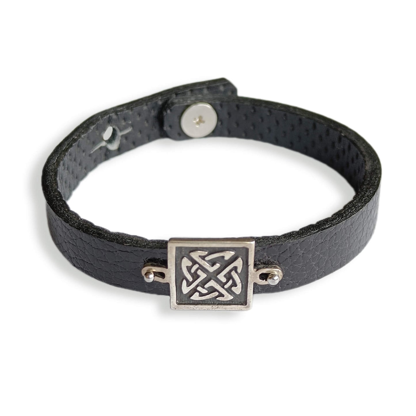 Celtic Knot 925 Sterling Silver & Leather Bracelet