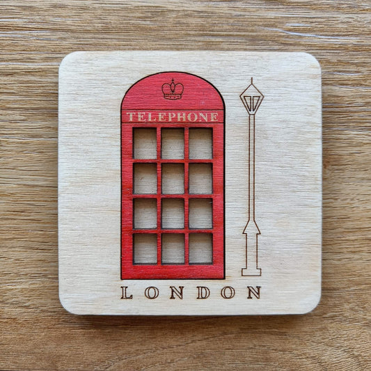 Traditional British Telephone Box and Lamp Coaster