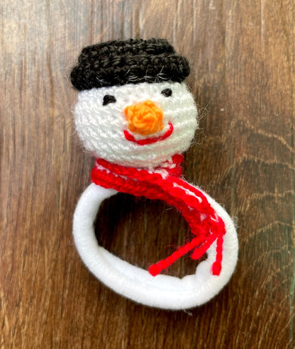 Crochet Christmas Mouse and Snowman Hair Accessory