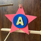 Latin Alphabet Stars Hand Painted Decorative Ornaments or Gift Tags