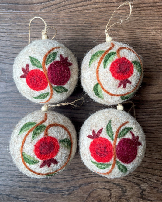 Pomegranate Swirl and Duo Felt Baubles