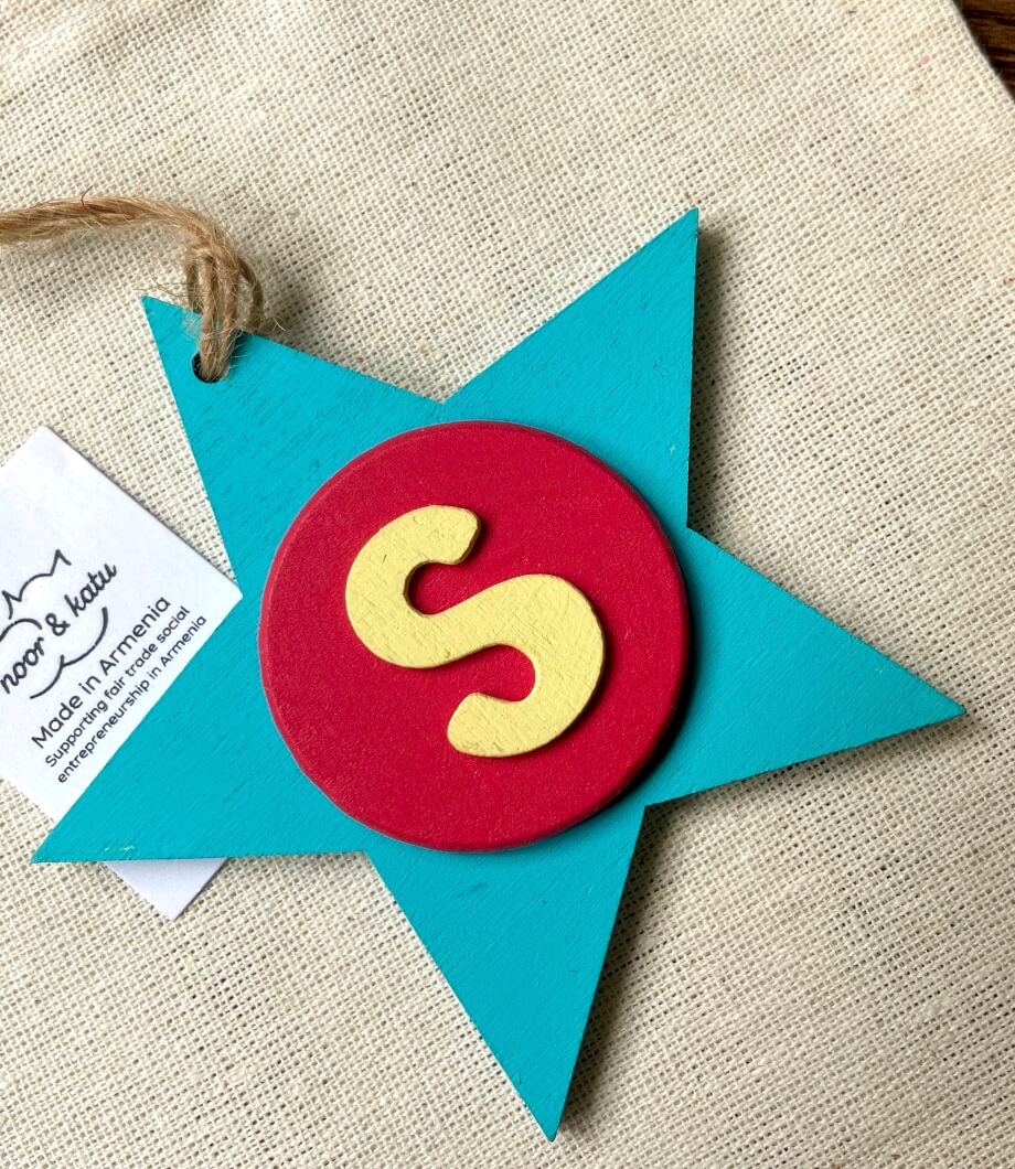 Latin Alphabet Stars Hand Painted Decorative Ornaments or Gift Tags