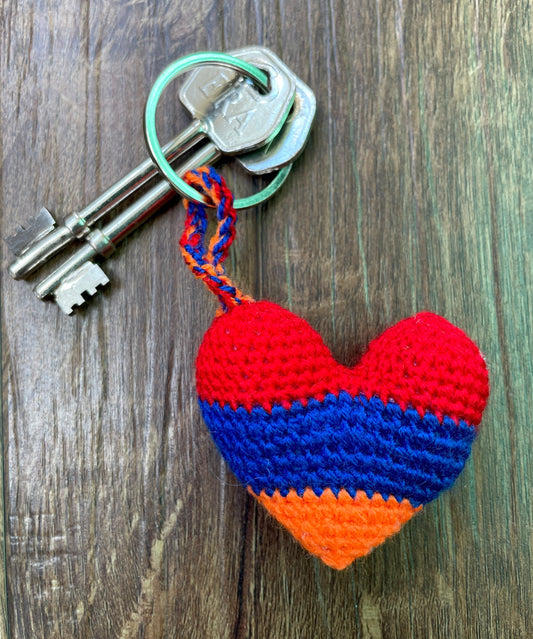 Armenian Flag Crochet Heart Keyring Accessory