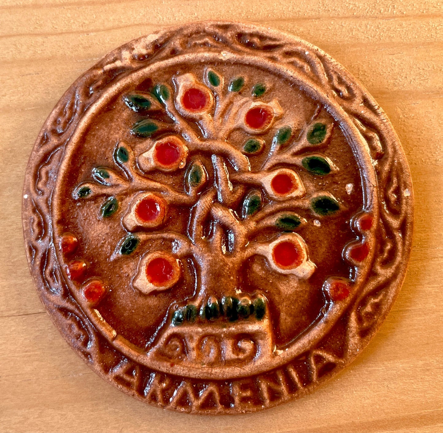 Ceramic Armenia Pomegranate, Tree of Life, and Eternity Magnets