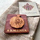 Magnet Armenian Pomegranate and Tree Motif Wood Square 5cm x 5cm