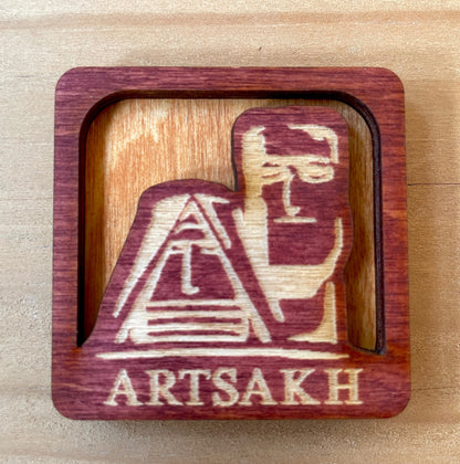 Magnet Artsakh Tatik Papik Wood Square 5cm x 5cm