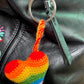 Crochet Rainbow Heart Keyring Accessory