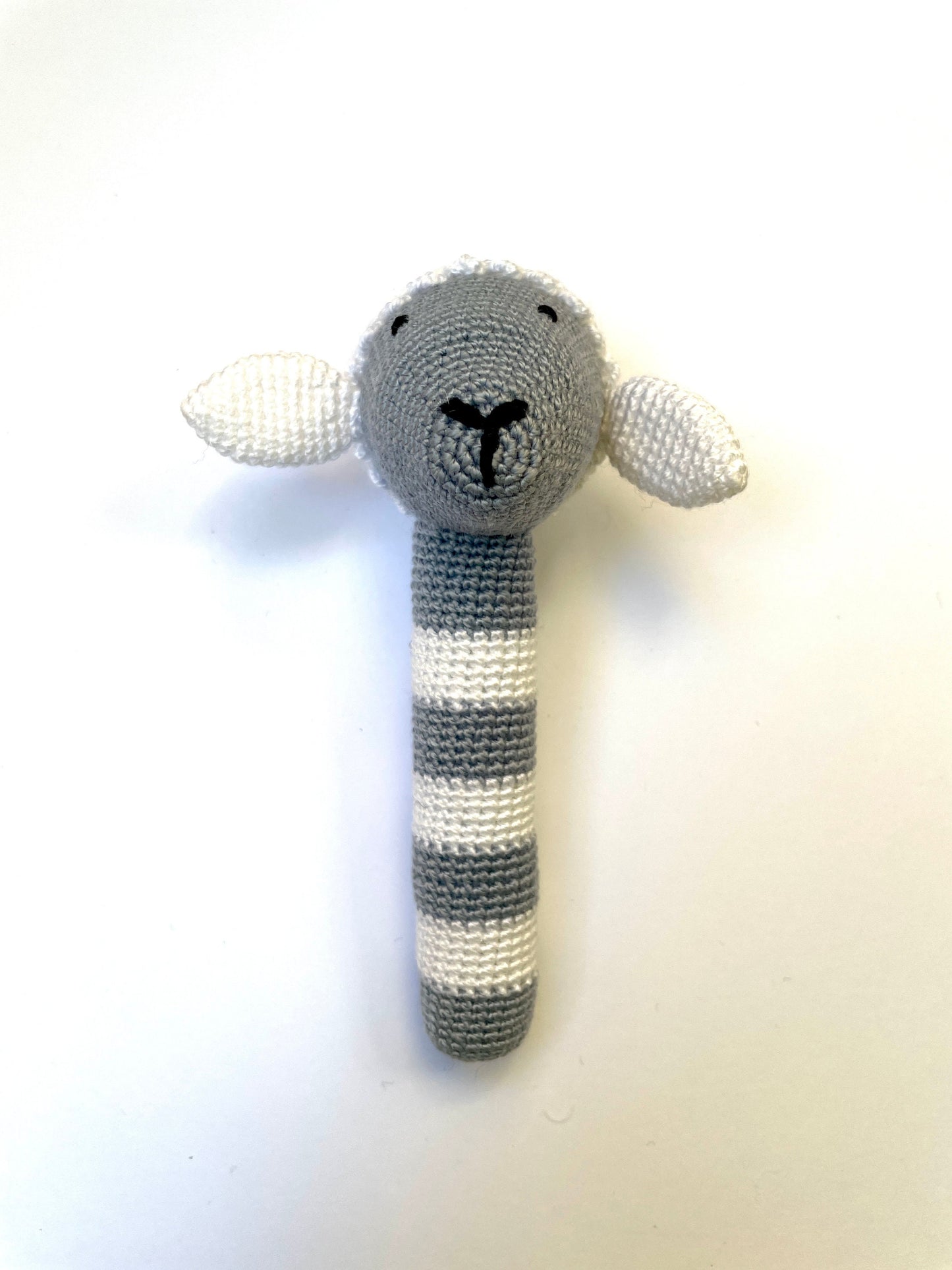 Crocheted Horse, Bunny Rabbit, Duck or Little Lamb Baby Stick Rattle