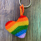 Crochet Rainbow Heart Keyring Accessory