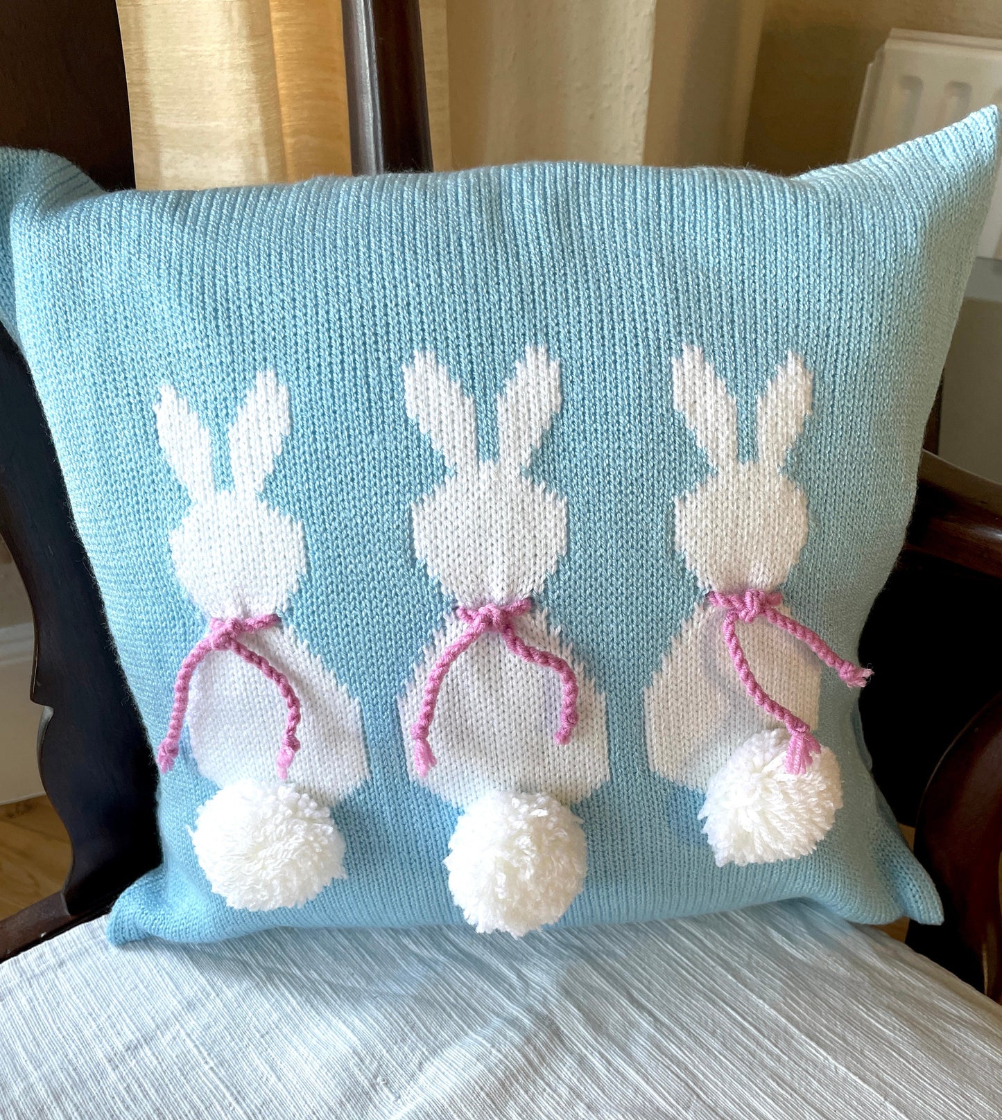 Pom Pom Bunny Rabbits Decorative Cushion