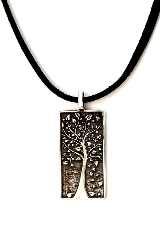 Tall Tree of Life, 925 Sterling Silver Pendant Necklace with Keepsake Box