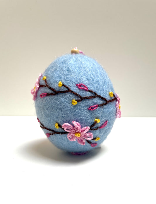 Felt Floral Embroidered Egg Ornament