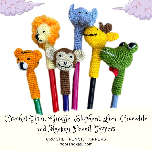 Jungle Safari Animals Crochet Pencil Toppers
