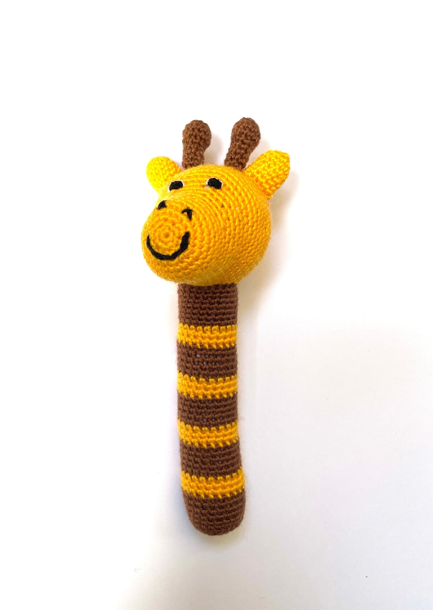 Crocheted Elephant, Giraffe, Puppy Dog or Bee Baby Stick Rattle